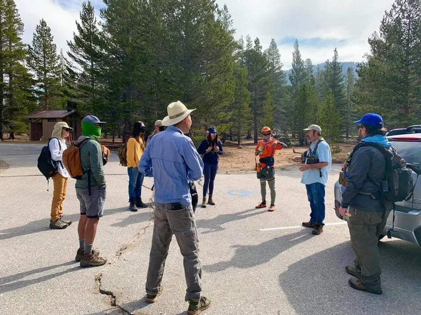 Frank Burr aka Golden Trout Dude instructing at the beginning of a guiding trip in Lone Pine, California with Snowbee fly rods